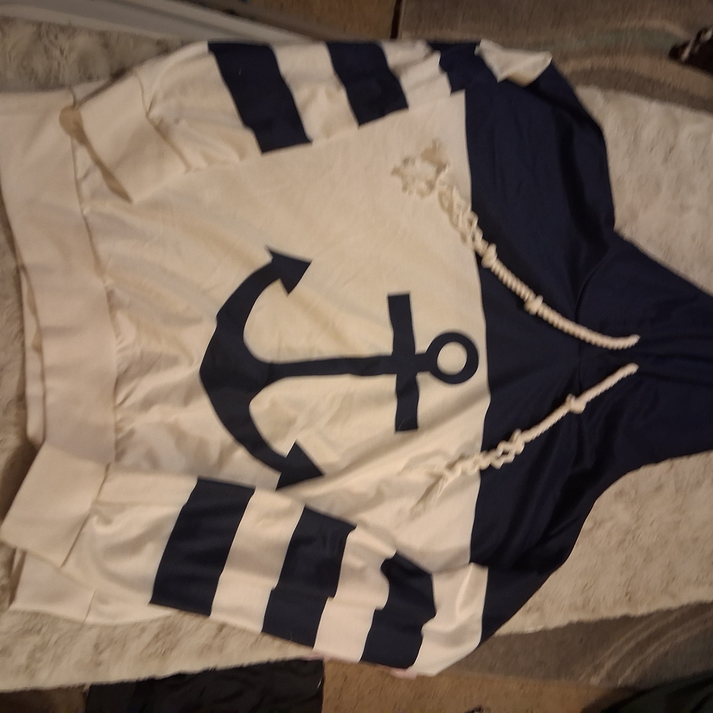 Nautical Navy and White Anchor Hoodie